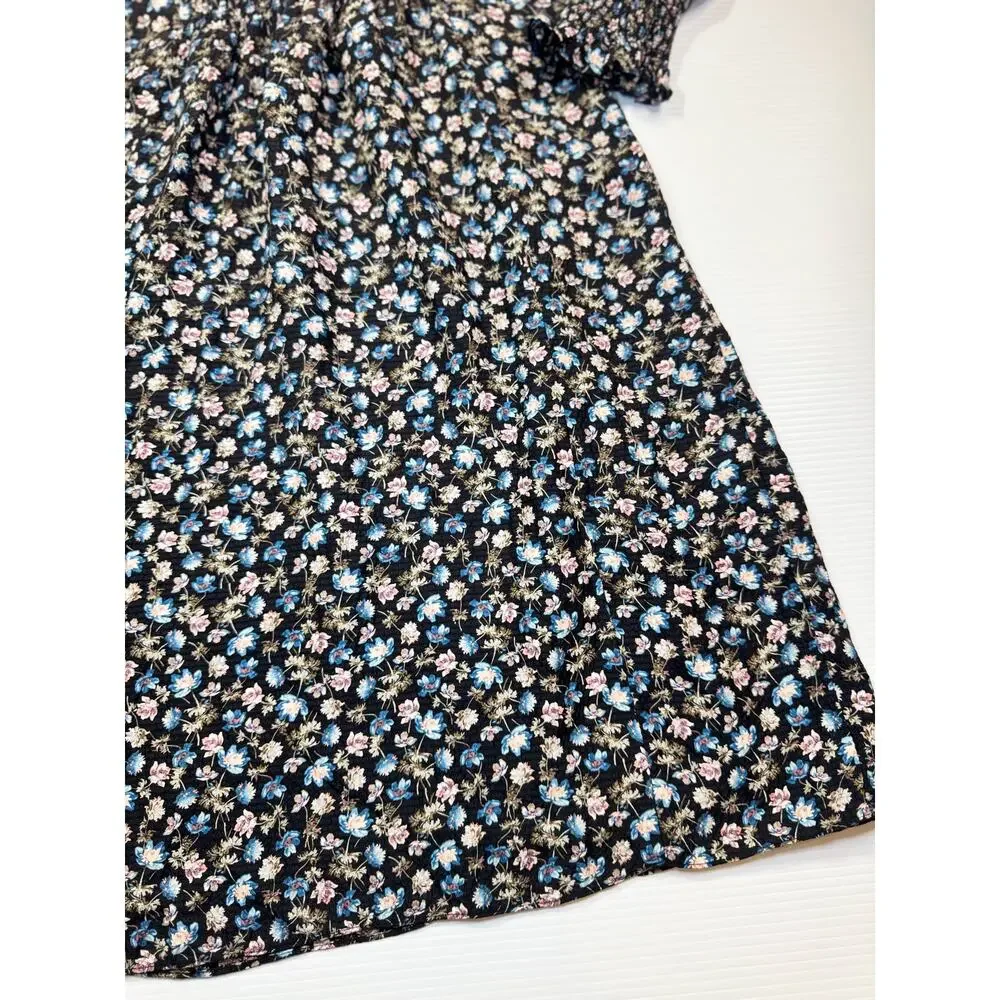 Rebecca Taylor Zelma Floral Silk Midi Dress Women’s 4 Black Cottagecore Prarie - Picture 13 of 16